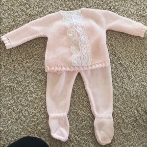Knit newborn pink baby girl set